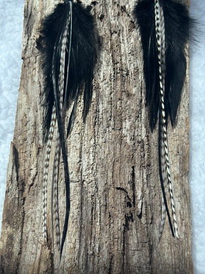 The Sofia – Black & White Handmade Minimalist Feather Earrings