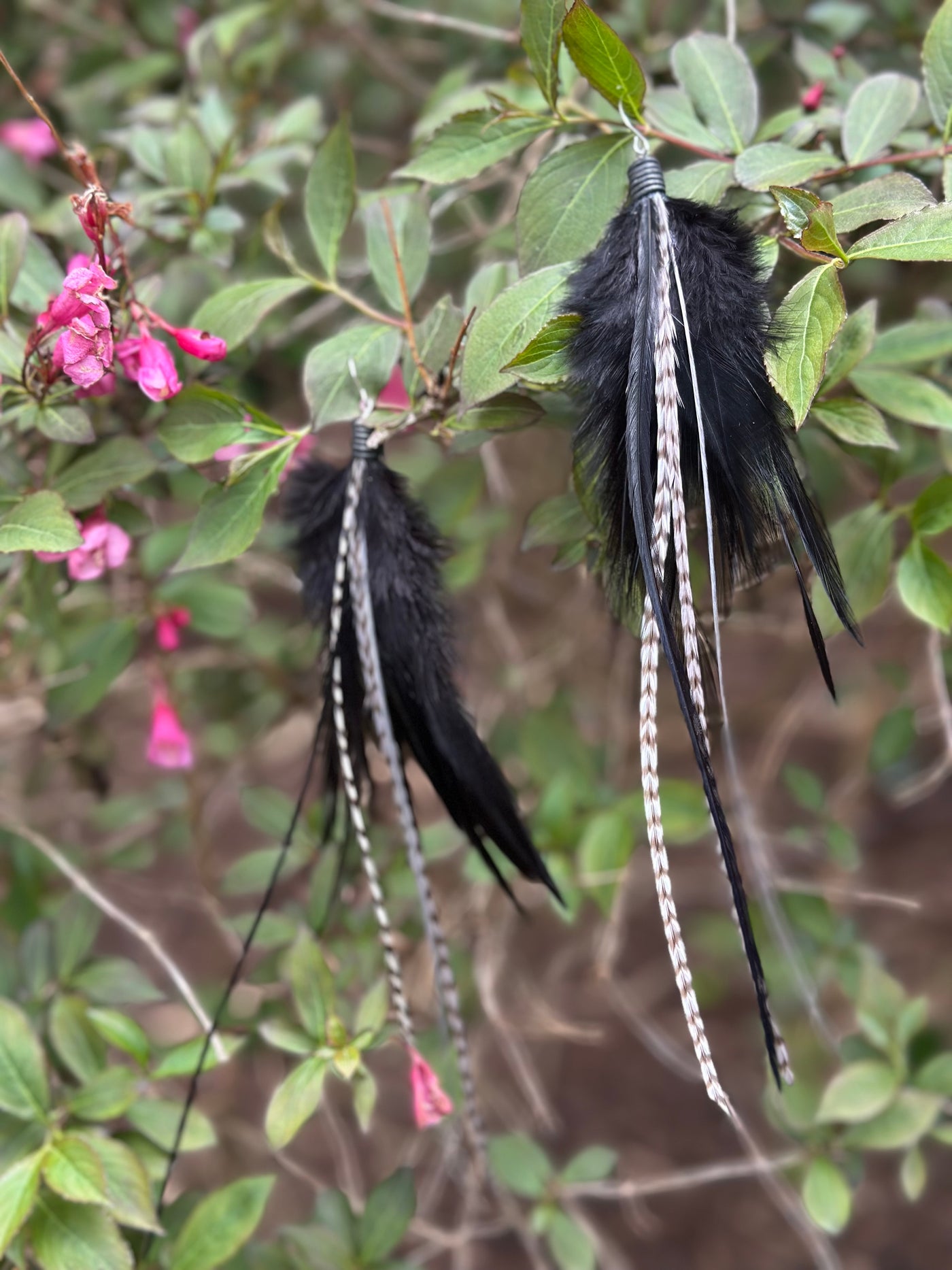 The Sofia – Black & White Handmade Minimalist Feather Earrings