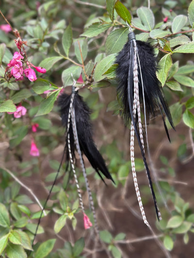 The Sofia – Black & White Handmade Minimalist Feather Earrings