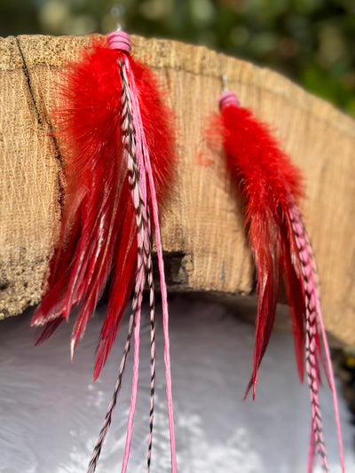 The Rose – Red & Pink Feather Earrings Inspired by Rose Nylund