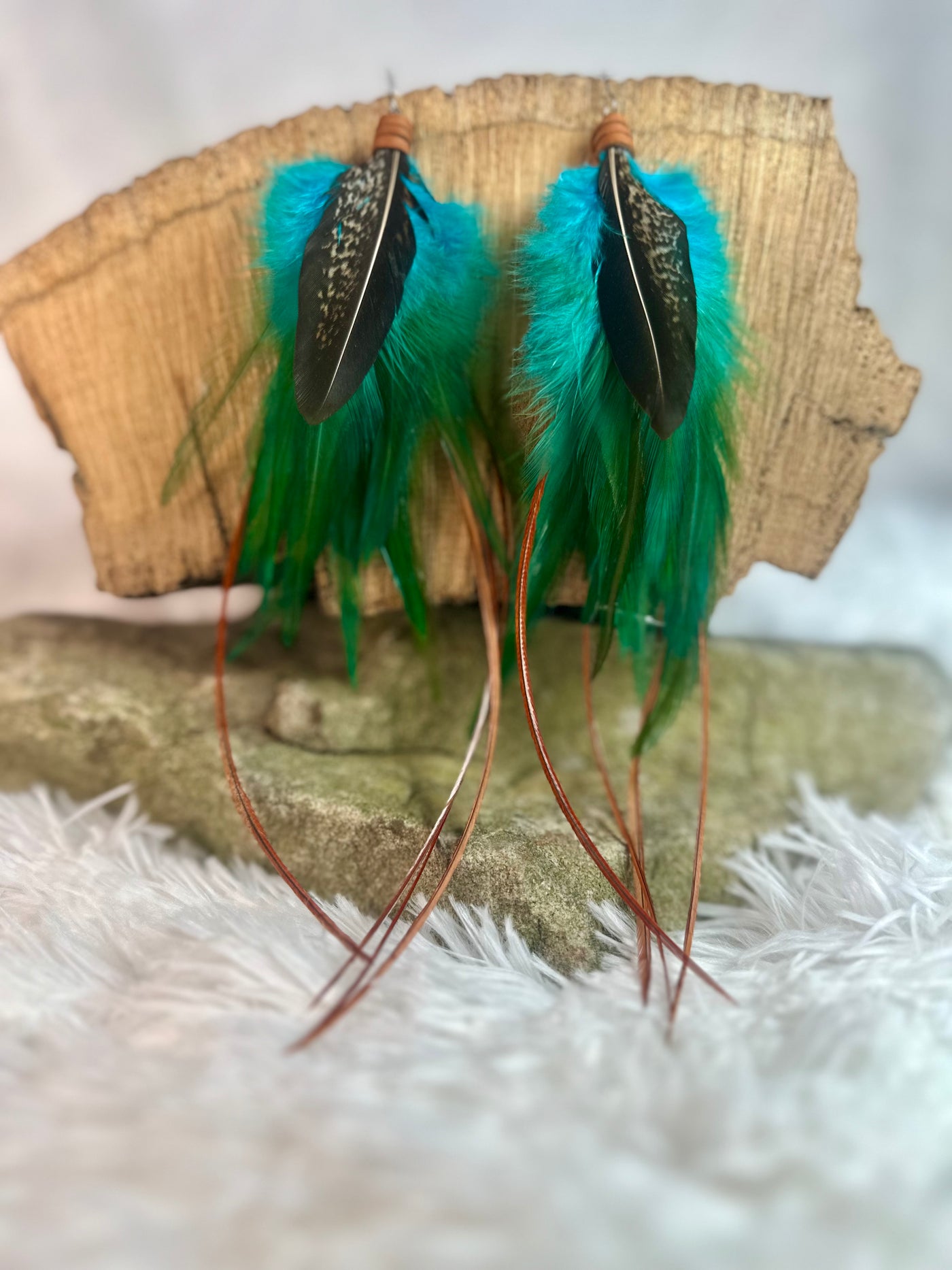 The Colorado 8-Turquoise and Brown Handmade Customizable Feather Earrings