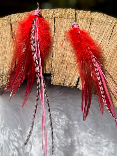 The Rose – Red & Pink Feather Earrings Inspired by Rose Nylund