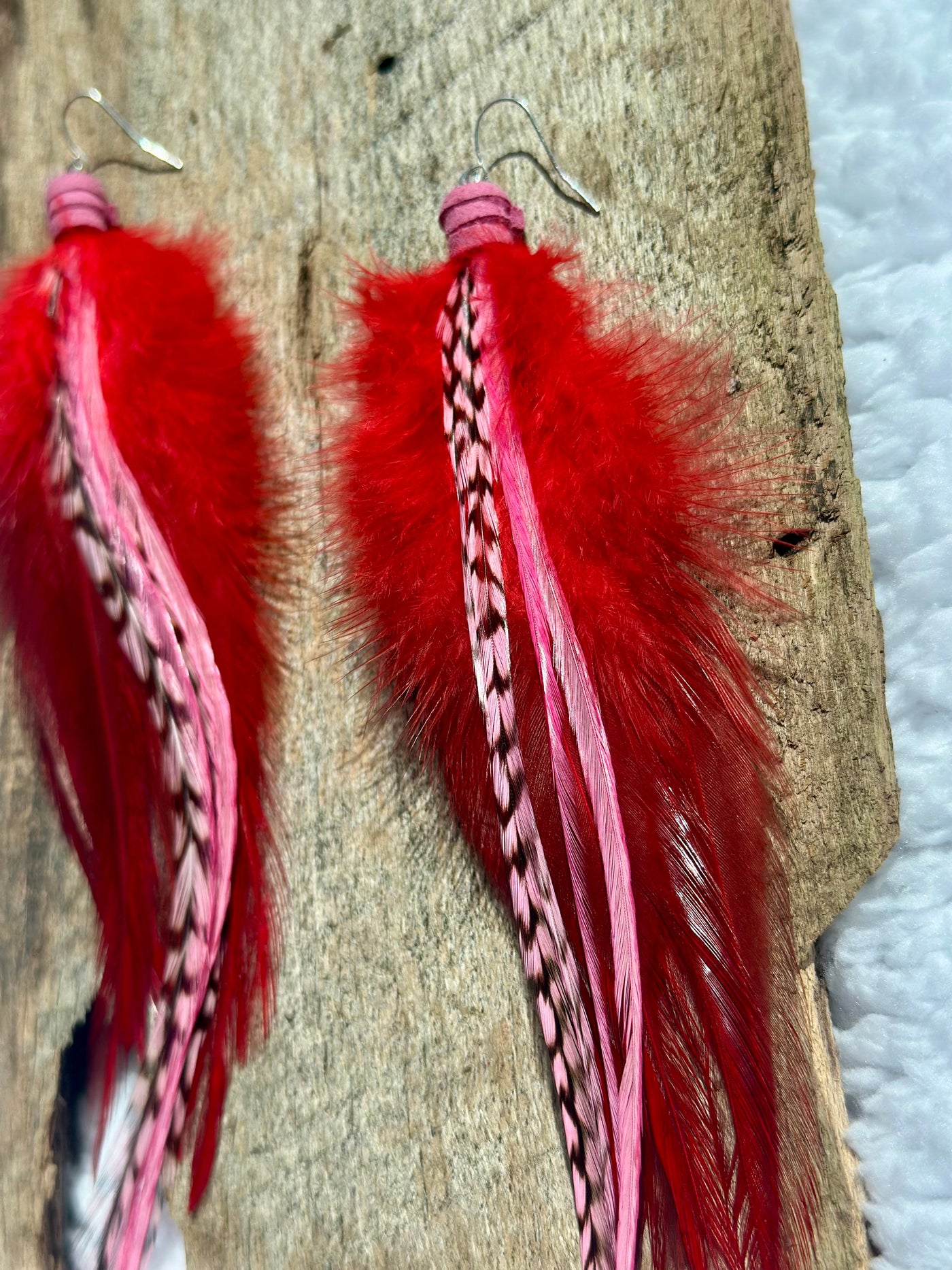 The Rose – Red & Pink Feather Earrings Inspired by Rose Nylund