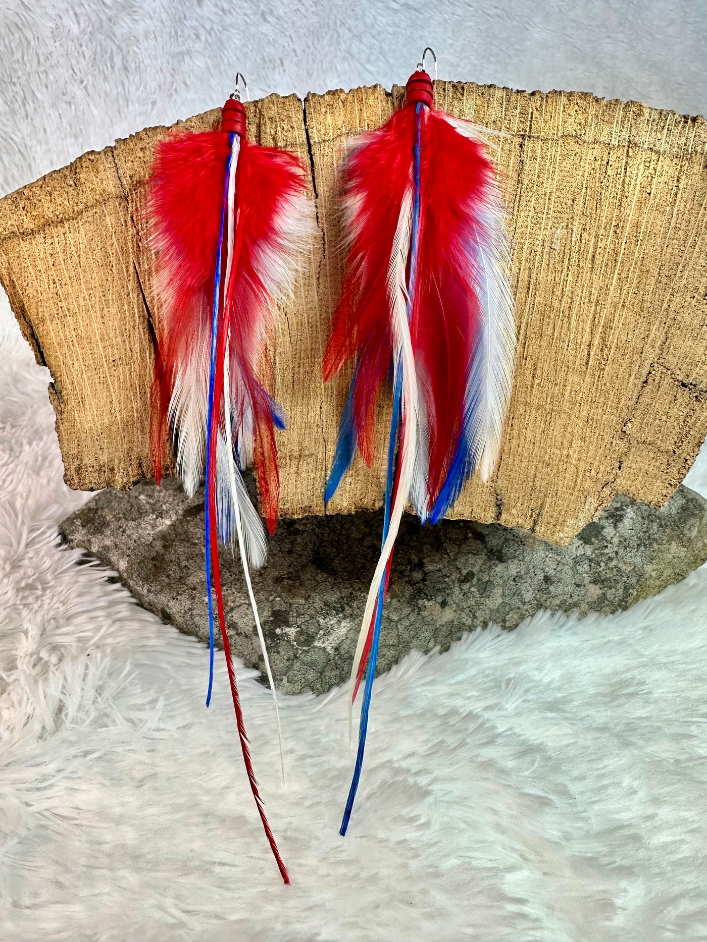 The America – 8 inch Colorful Blend Handmade Everyday Feather Earrings