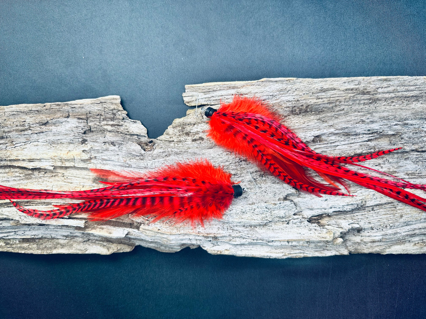 The Miriam - 8 inch Red & Black Handmade Sensitive Feather Earrings