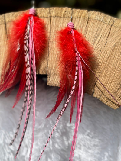 The Rose – Red & Pink Feather Earrings Inspired by Rose Nylund
