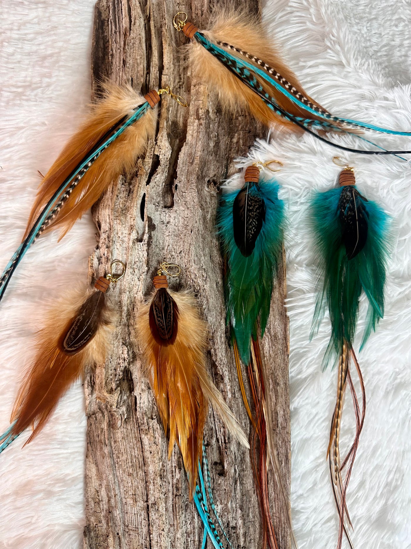 The Colorado 12– Turquoise and Brown Handmade Customizable Feather Earrings