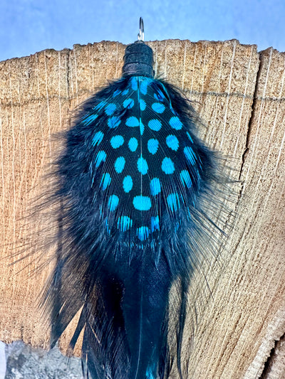 The Tess – 8 inch Black & Turquoise Handmade Showstopper Feather Earrings