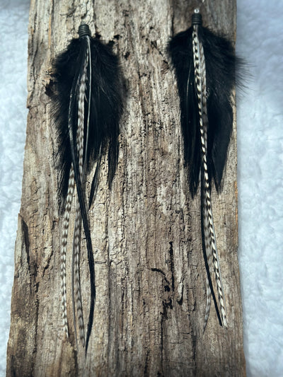 The Sofia – Black & White Handmade Minimalist Feather Earrings