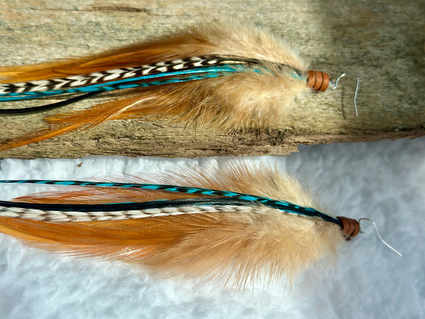 The Dorothy – Brown & Turquoise Handmade Statement Feather Earrings