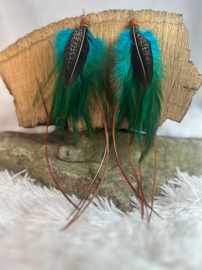 The Colorado 8-Turquoise and Brown Handmade Customizable Feather Earrings