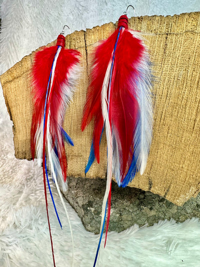 The America – 8 inch Colorful Blend Handmade Everyday Feather Earrings