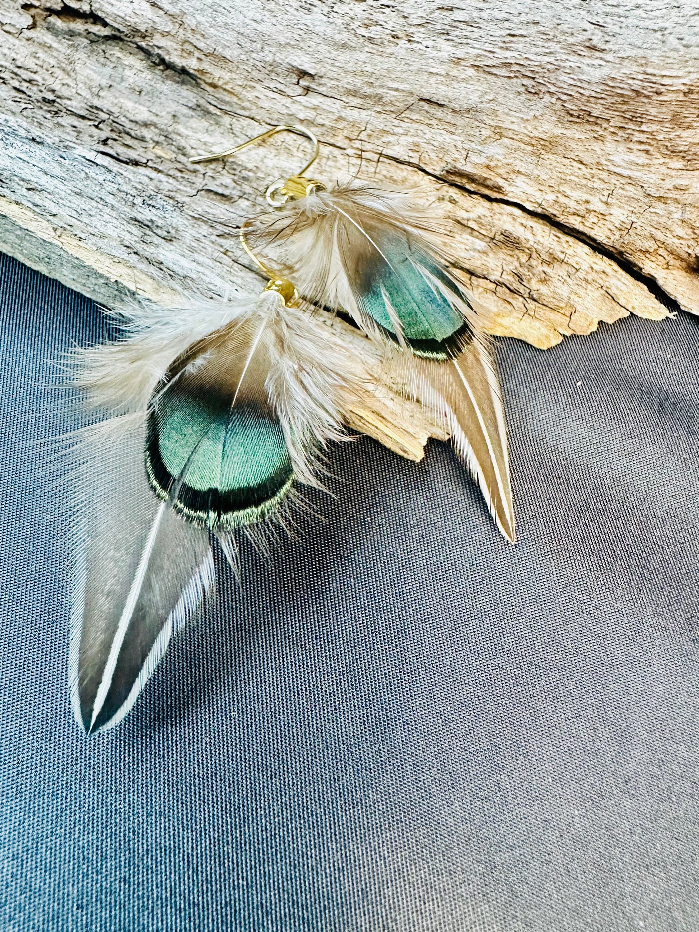 The Dita - Handmade 1 inch Short Natural Feather Earrings