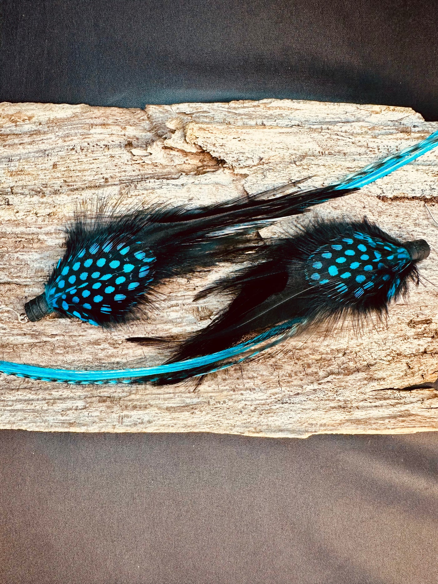 The Tess – 8 inch Black & Turquoise Handmade Showstopper Feather Earrings