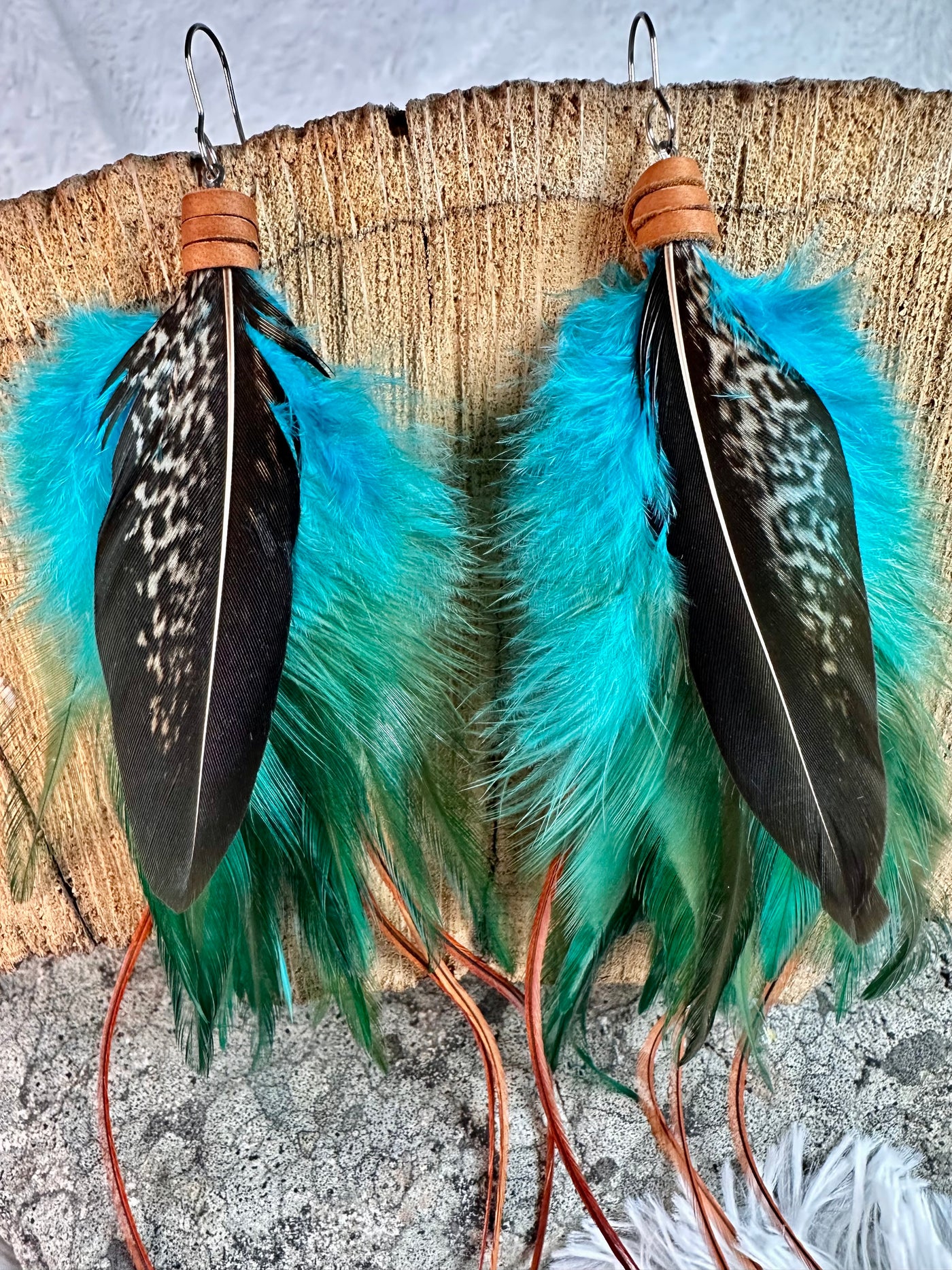 The Colorado 8-Turquoise and Brown Handmade Customizable Feather Earrings