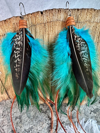 The Colorado 8-Turquoise and Brown Handmade Customizable Feather Earrings