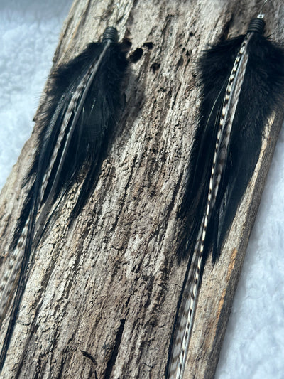 The Sofia – Black & White Handmade Minimalist Feather Earrings
