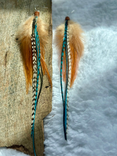 The Dorothy – Brown & Turquoise Handmade Statement Feather Earrings