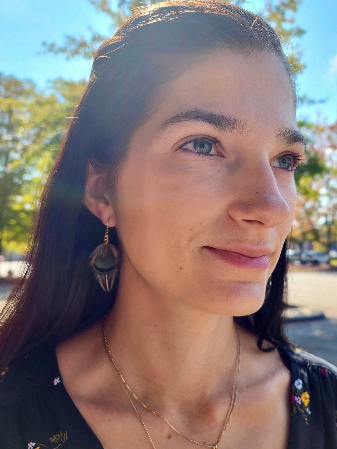 The Dita - Handmade 1 inch Short Natural Feather Earrings