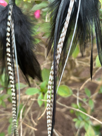 The Sofia – Black & White Handmade Minimalist Feather Earrings