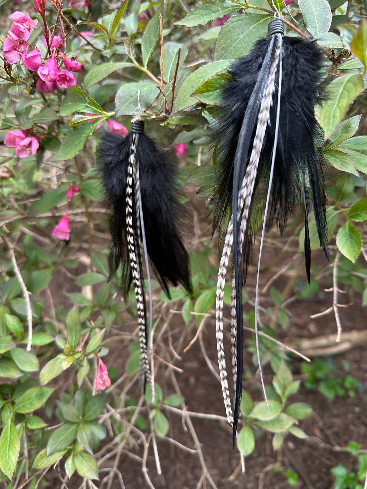 The Sofia – Black & White Handmade Minimalist Feather Earrings