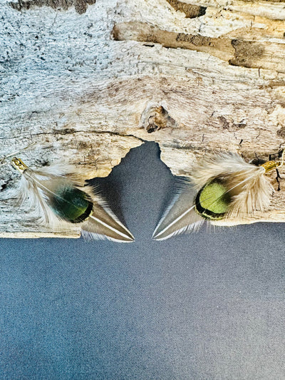 The Dita - Handmade 1 inch Short Natural Feather Earrings