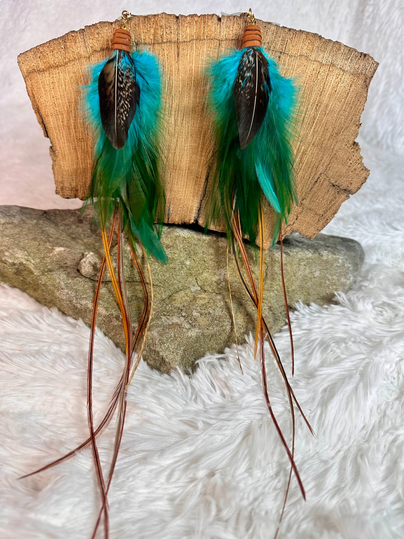 The Colorado 12– Turquoise and Brown Handmade Customizable Feather Earrings