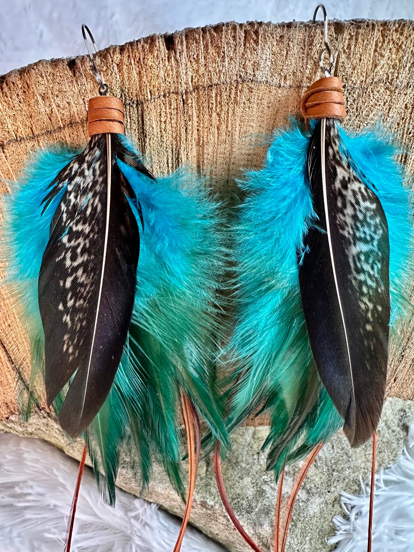 The Colorado 8-Turquoise and Brown Handmade Customizable Feather Earrings