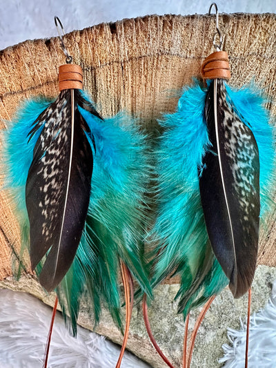 The Colorado 8-Turquoise and Brown Handmade Customizable Feather Earrings