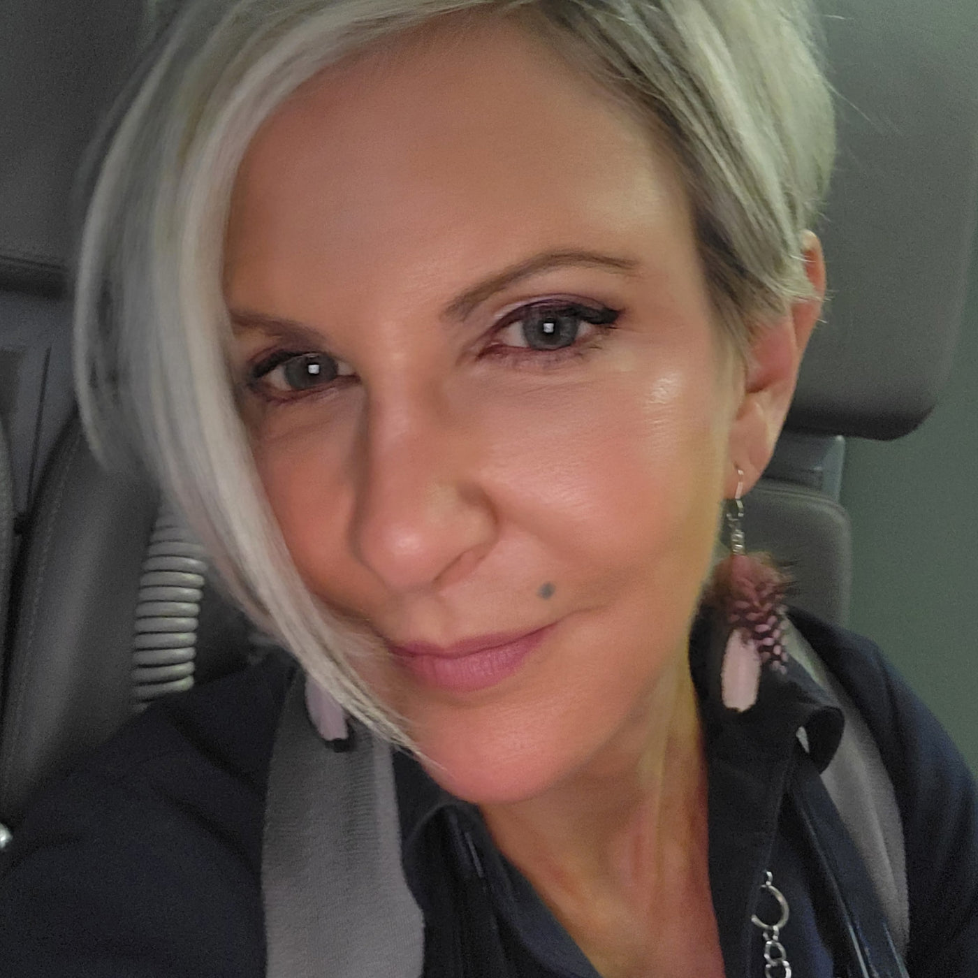 Handmade Pink Polka Dot 1 inch Mini Feather Earrings