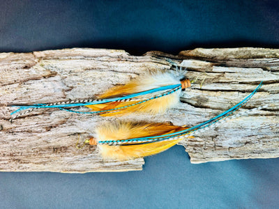 The Dorothy Midi – 8 inch Brown & Turquoise Handmade Statement Feather Earrings