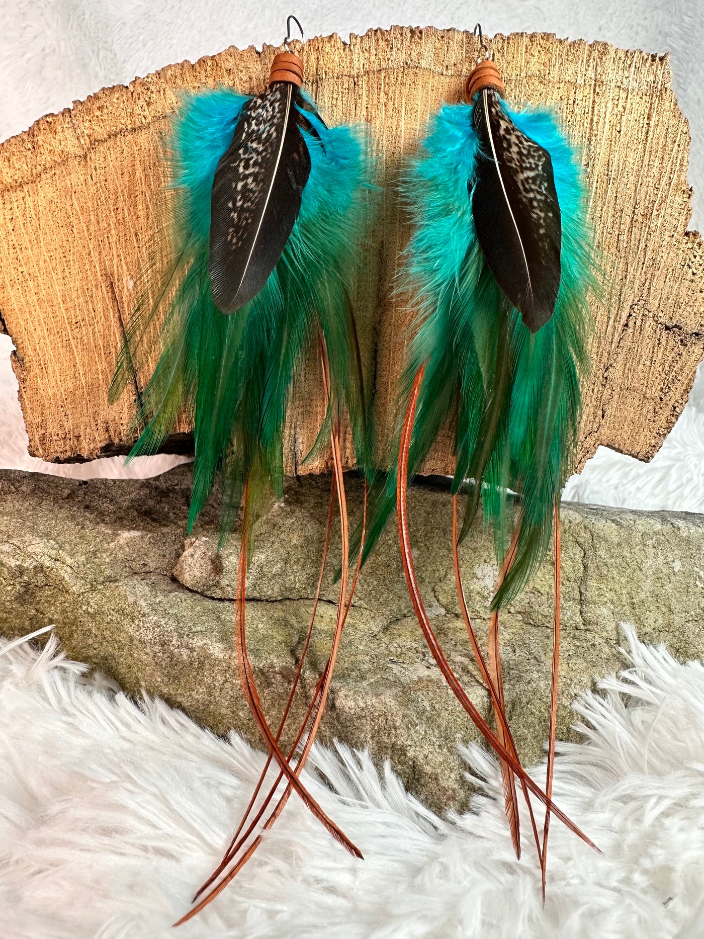 The Colorado 8-Turquoise and Brown Handmade Customizable Feather Earrings