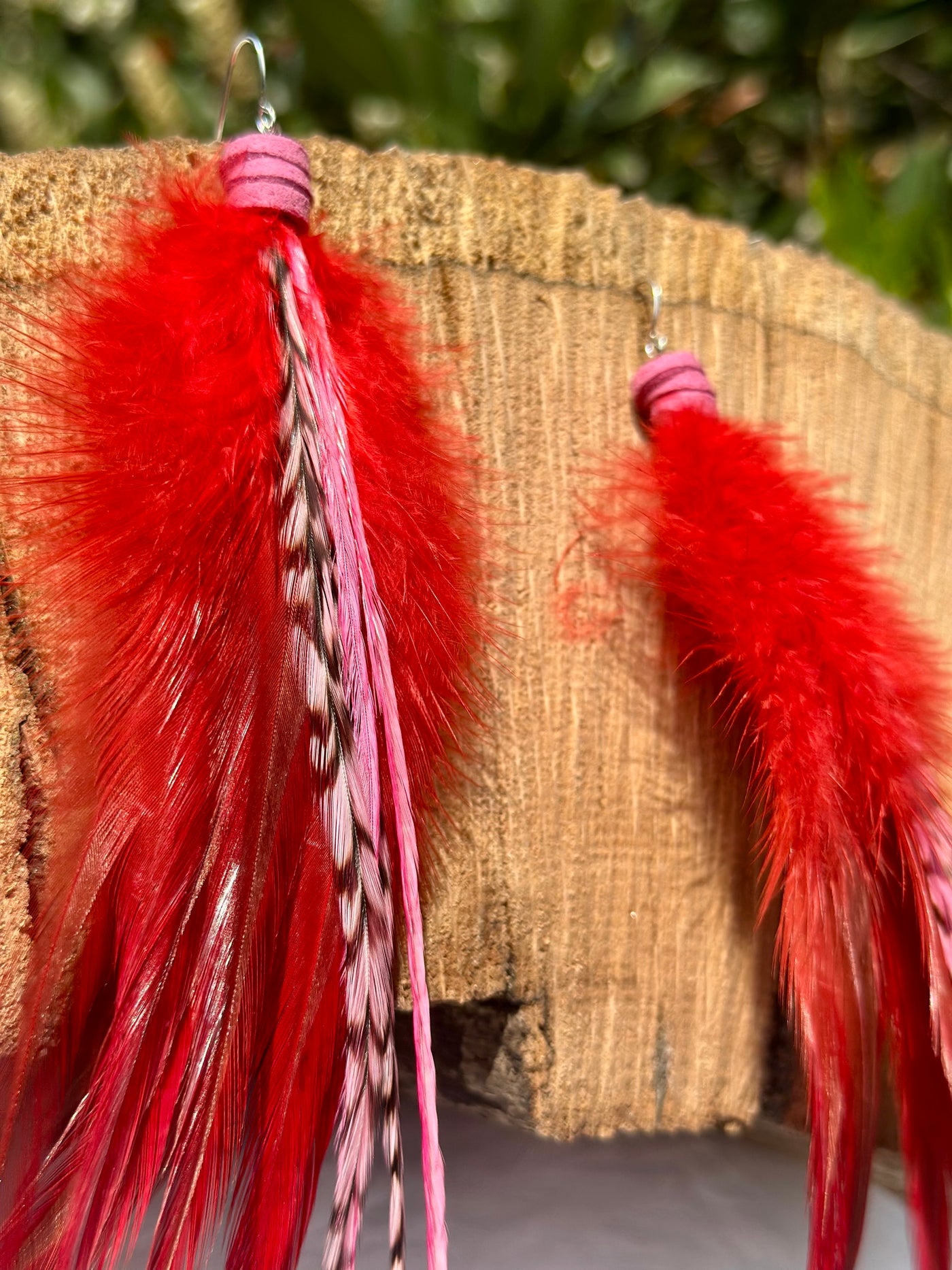 The Rose – Red & Pink Feather Earrings Inspired by Rose Nylund