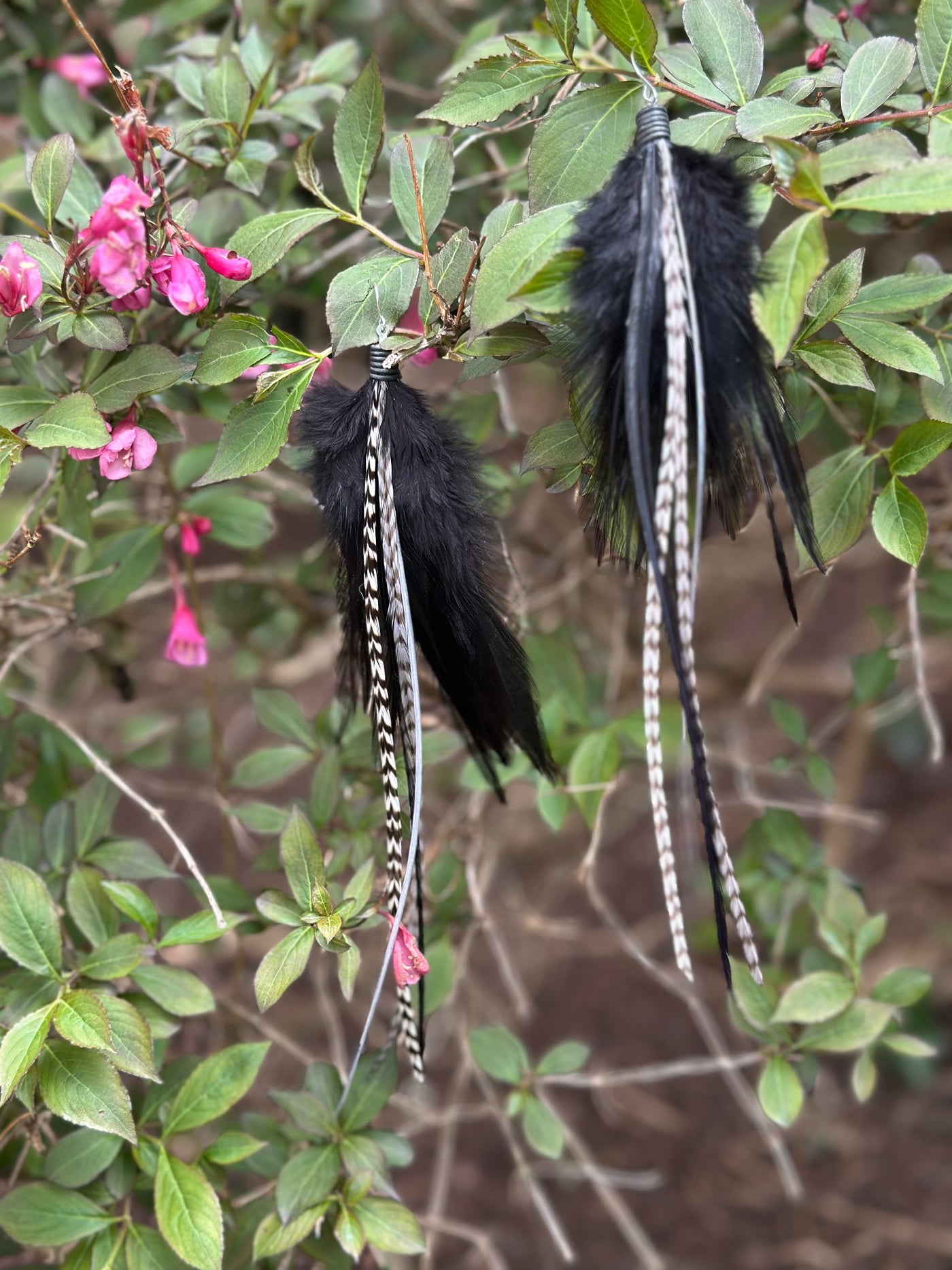 The Sofia – Black & White Handmade Minimalist Feather Earrings