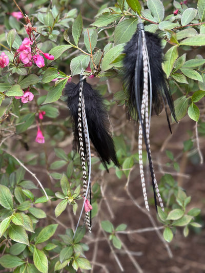 The Sofia – Black & White Handmade Minimalist Feather Earrings