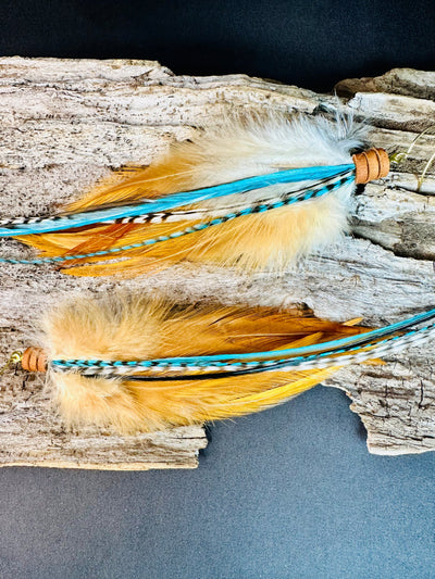 The Dorothy Midi – 8 inch Brown & Turquoise Handmade Statement Feather Earrings