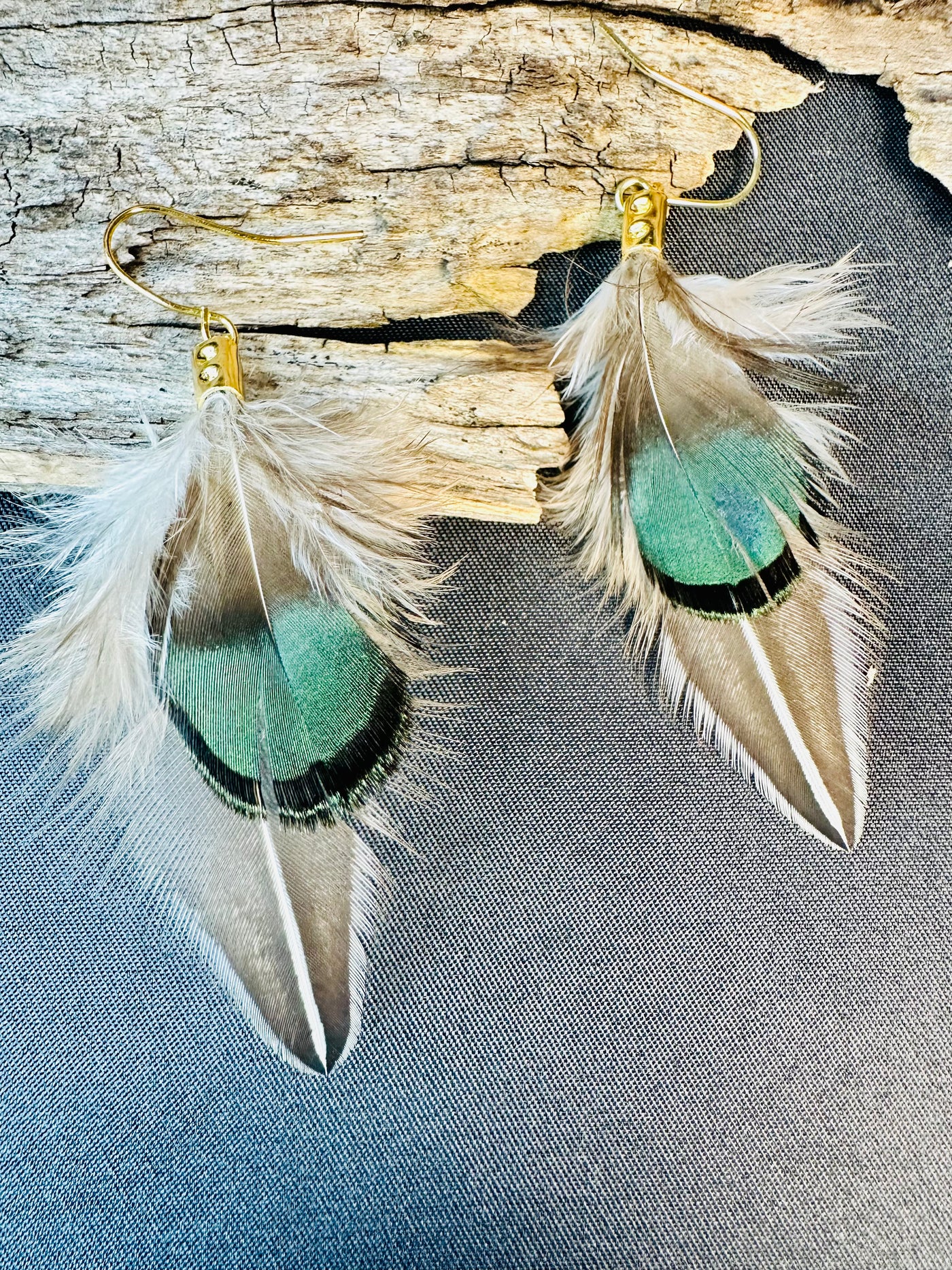 The Dita - Handmade 1 inch Short Natural Feather Earrings