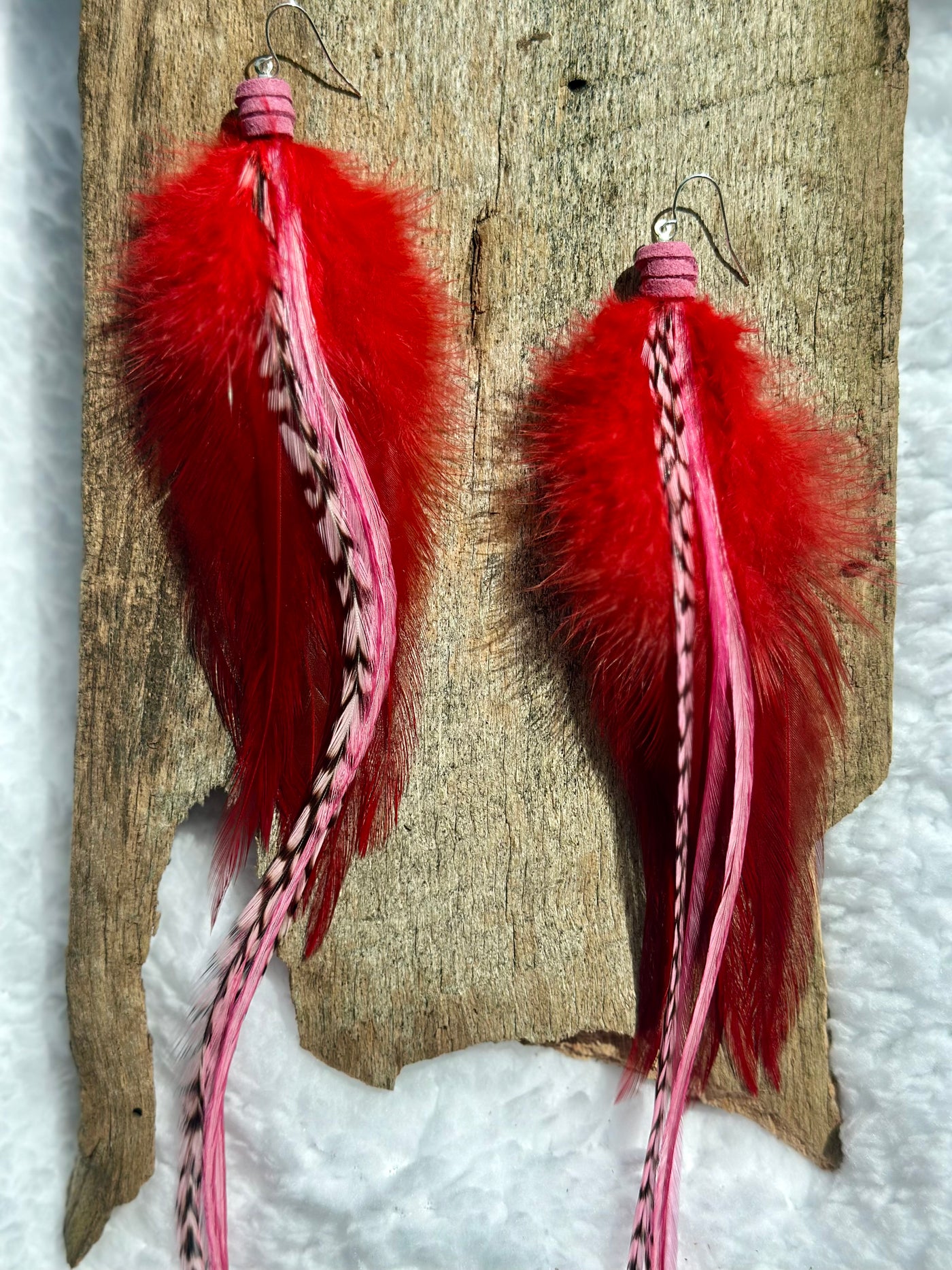 The Rose – Red & Pink Feather Earrings Inspired by Rose Nylund
