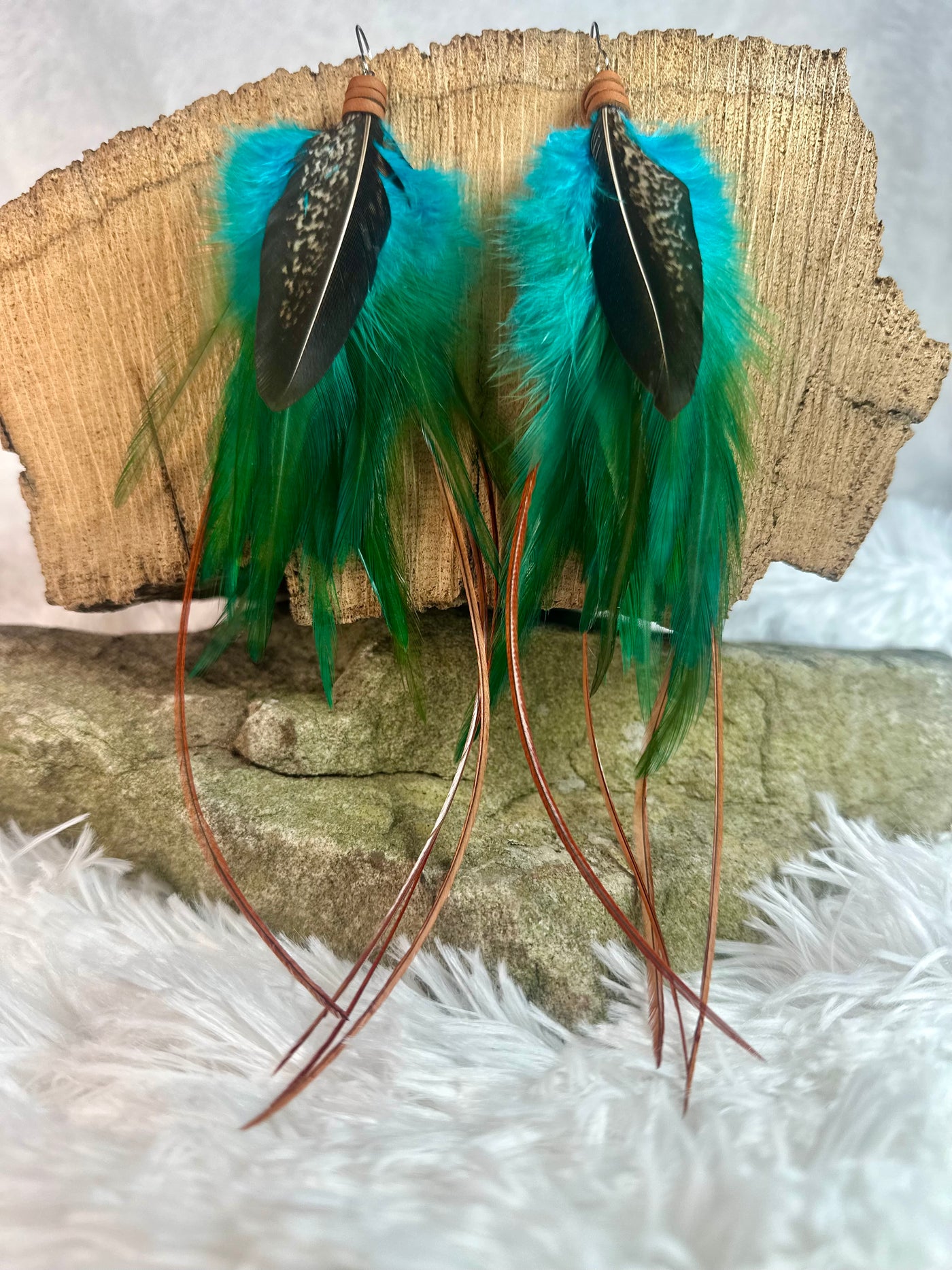 The Colorado 8-Turquoise and Brown Handmade Customizable Feather Earrings