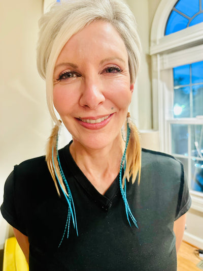 The Dorothy Midi – 8 inch Brown & Turquoise Handmade Statement Feather Earrings