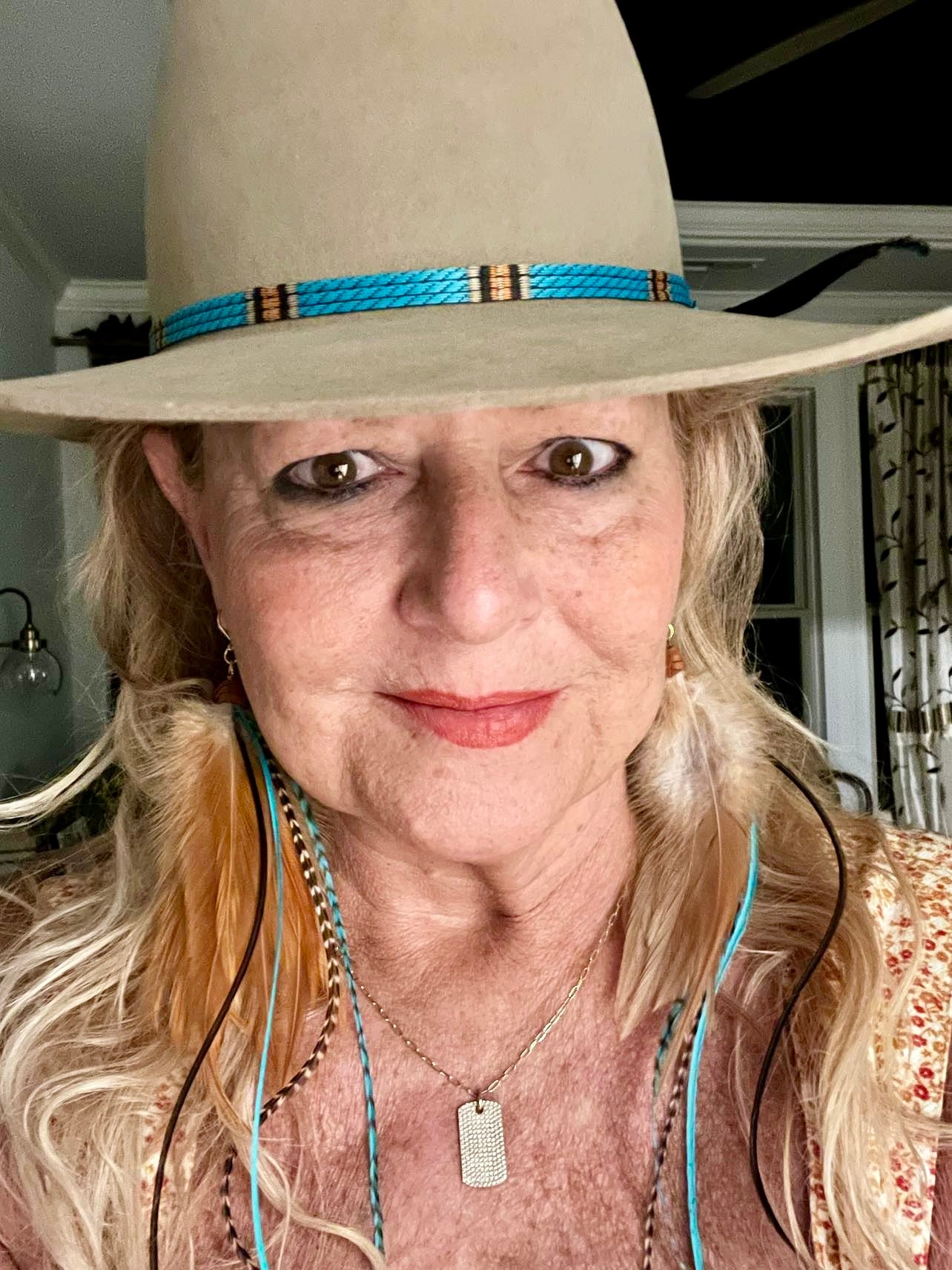 The Dorothy Midi – 8 inch Brown & Turquoise Handmade Statement Feather Earrings