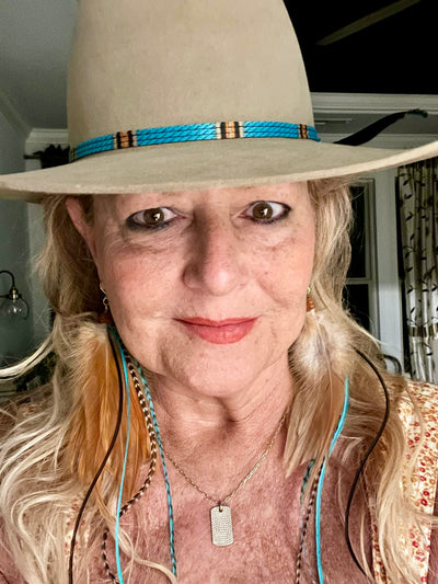 The Dorothy Midi – 8 inch Brown & Turquoise Handmade Statement Feather Earrings