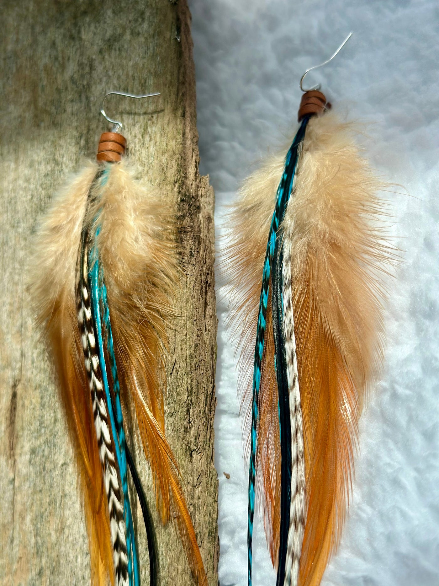 brown natural real feather earring with hypoallergenic and light weight for all ages