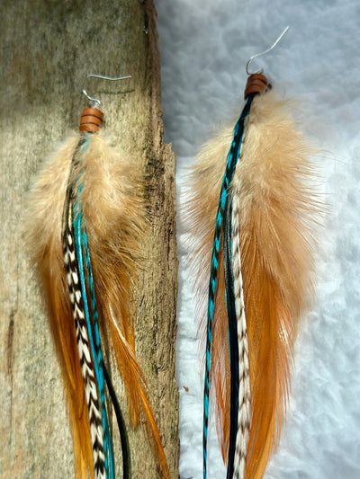 brown natural real feather earring with hypoallergenic and light weight for all ages