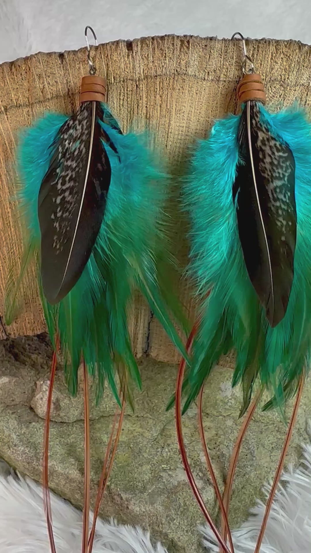 The Colorado 8-Turquoise and Brown Handmade Customizable Feather Earrings