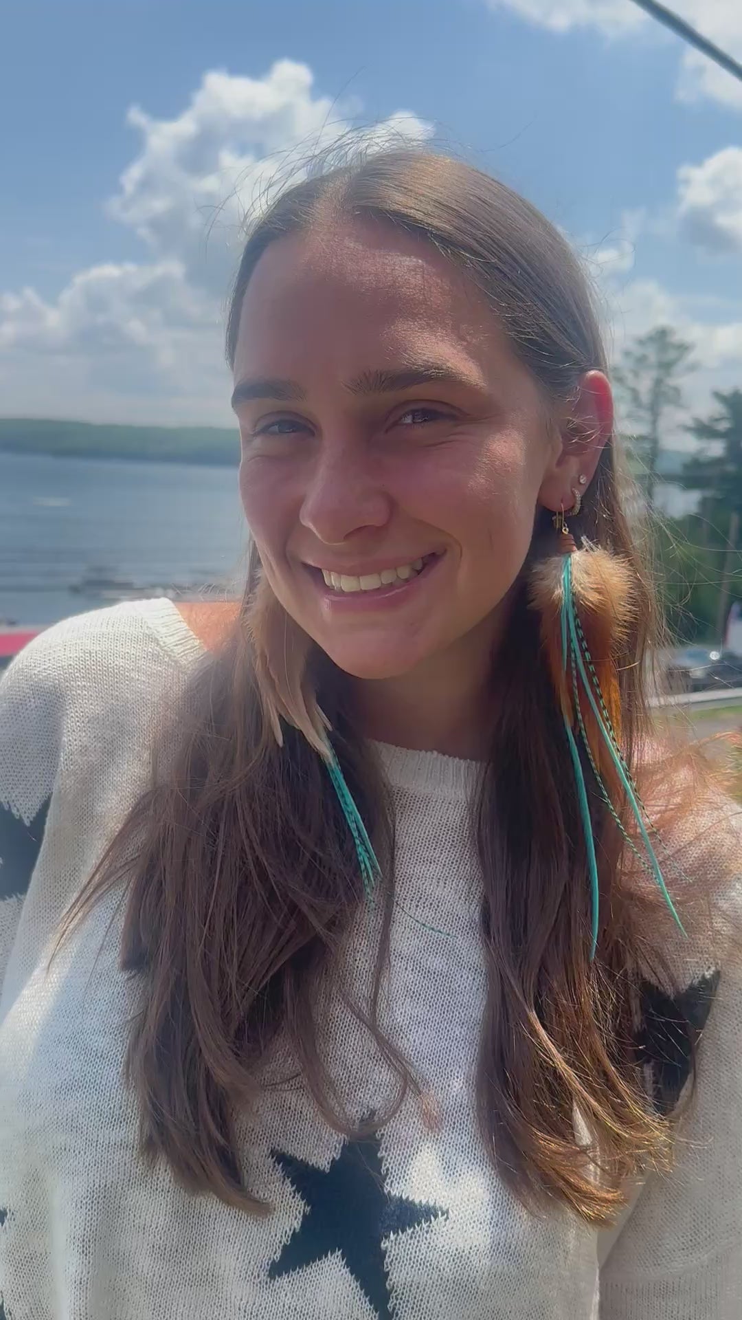 The Jadyn-8 inch Turquoise and Brown Feather Symbolic Boho Earrings