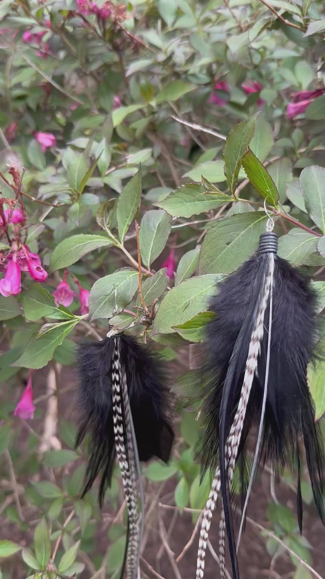The Sofia – Black & White Handmade Minimalist Feather Earrings