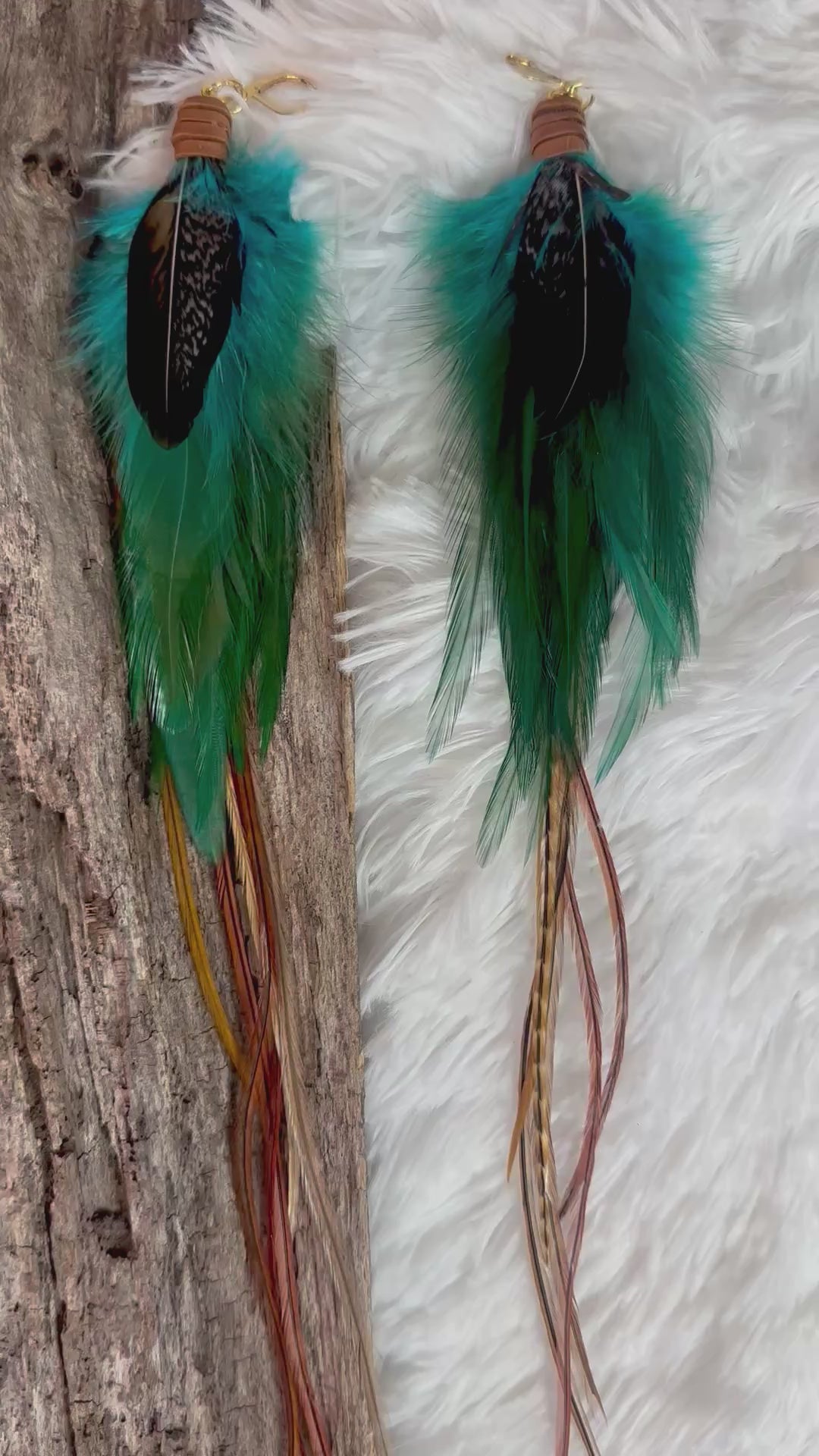 The Colorado 12– Turquoise and Brown Handmade Customizable Feather Earrings